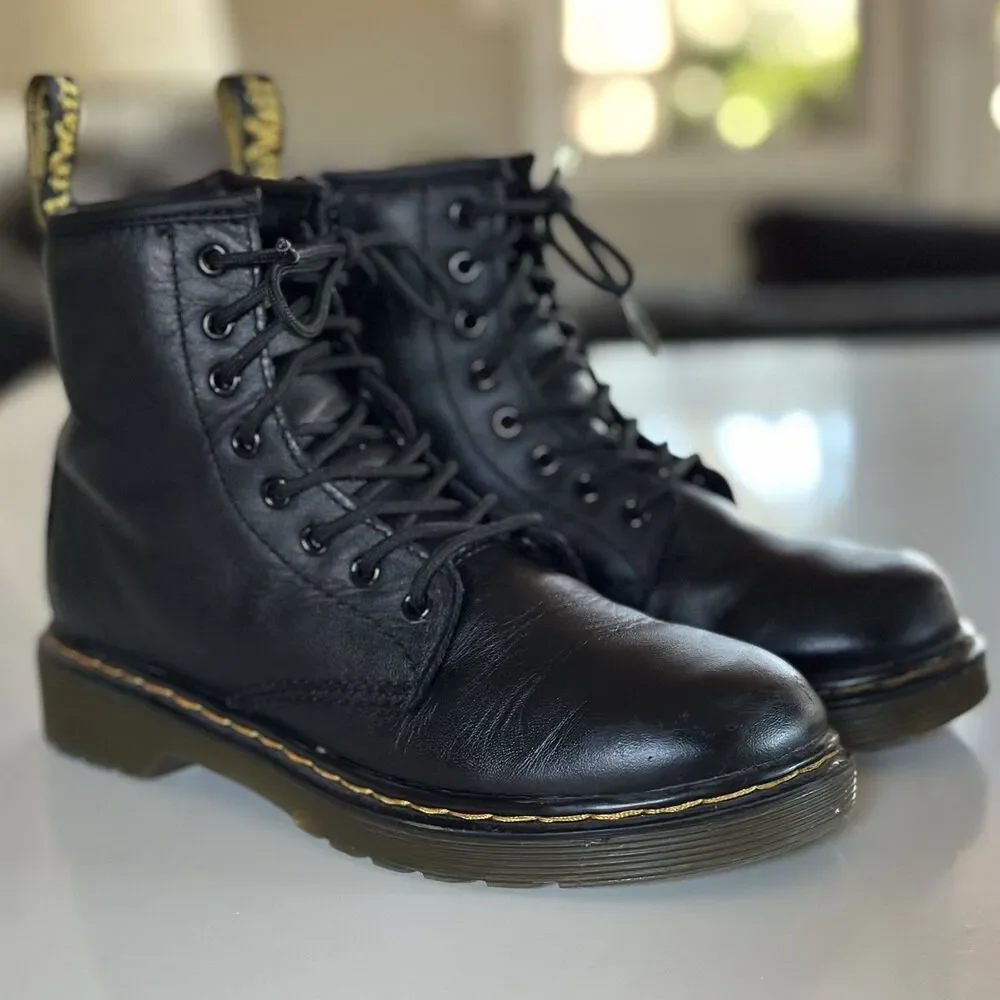Dr. Martens Docs 1460J Combat Boots - Junior/Youth Sz. 2 - Leather Zip Up-Unisex